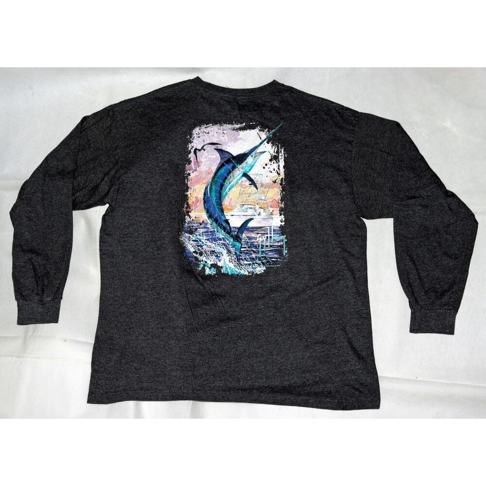 Guy Harvey By Classic‎ Fit Men's Long Sleeve Graphic T-Shirt Size XL